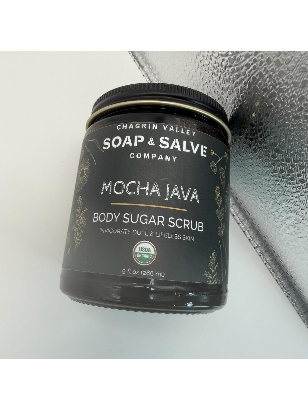 Chagrin Valley Mocha Java Body Sugar Scrub 9oz - Organic Coffee Cocoa NEW